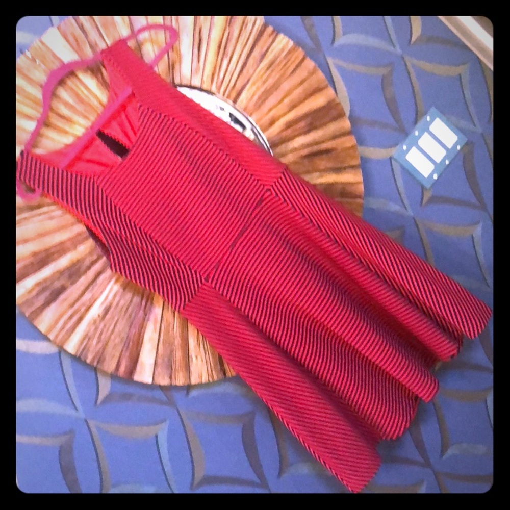 Red w navy stripe Express dress Large CUTE